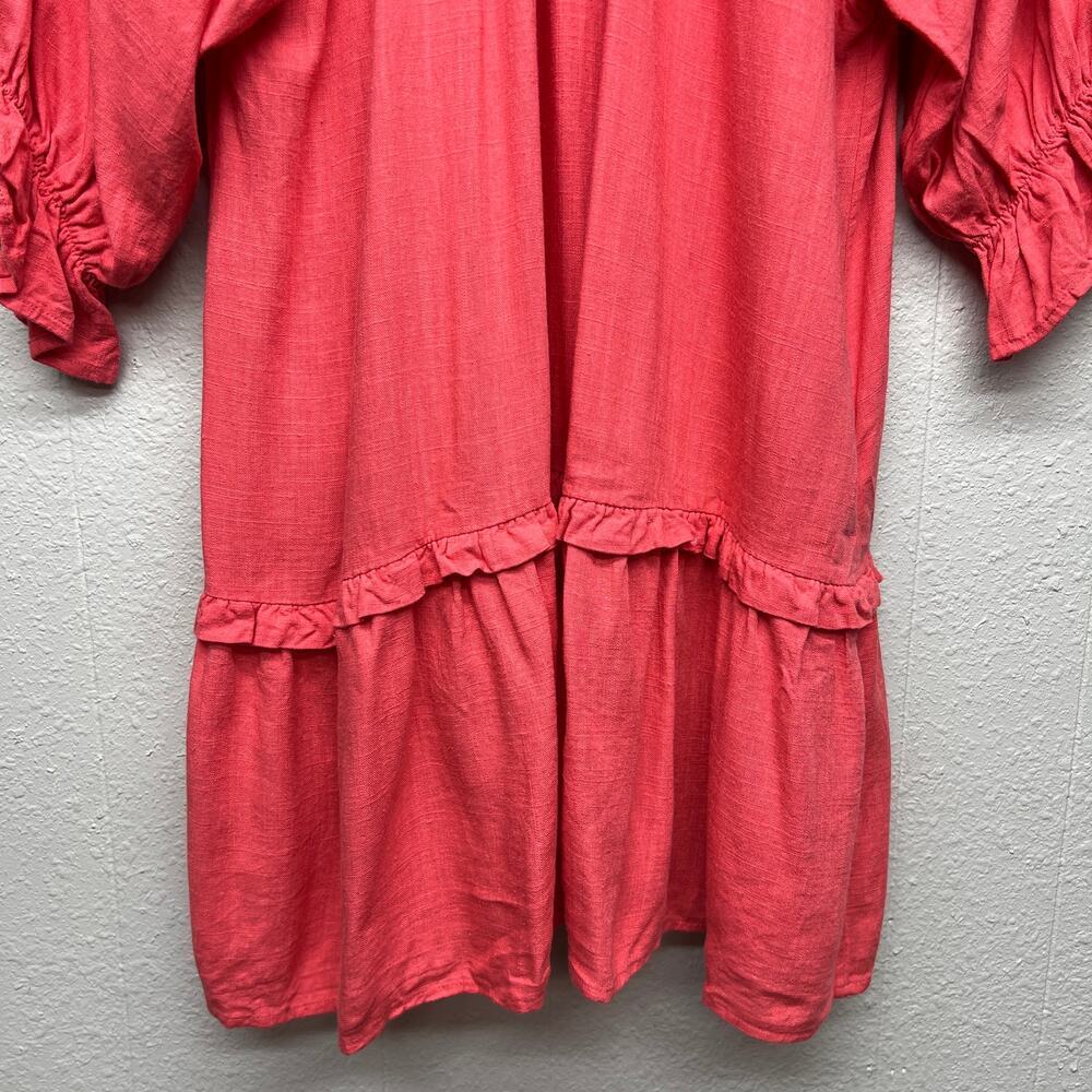 Shop The Mint Oversized Cotton Linen Dress Womens M Ruffle Boho Festival Beachy - Picture 10 of 14